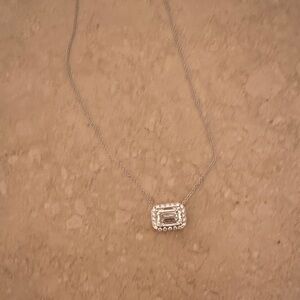 Dazzling diamond and 14k gold emerald cut diamond Pendant Necklace